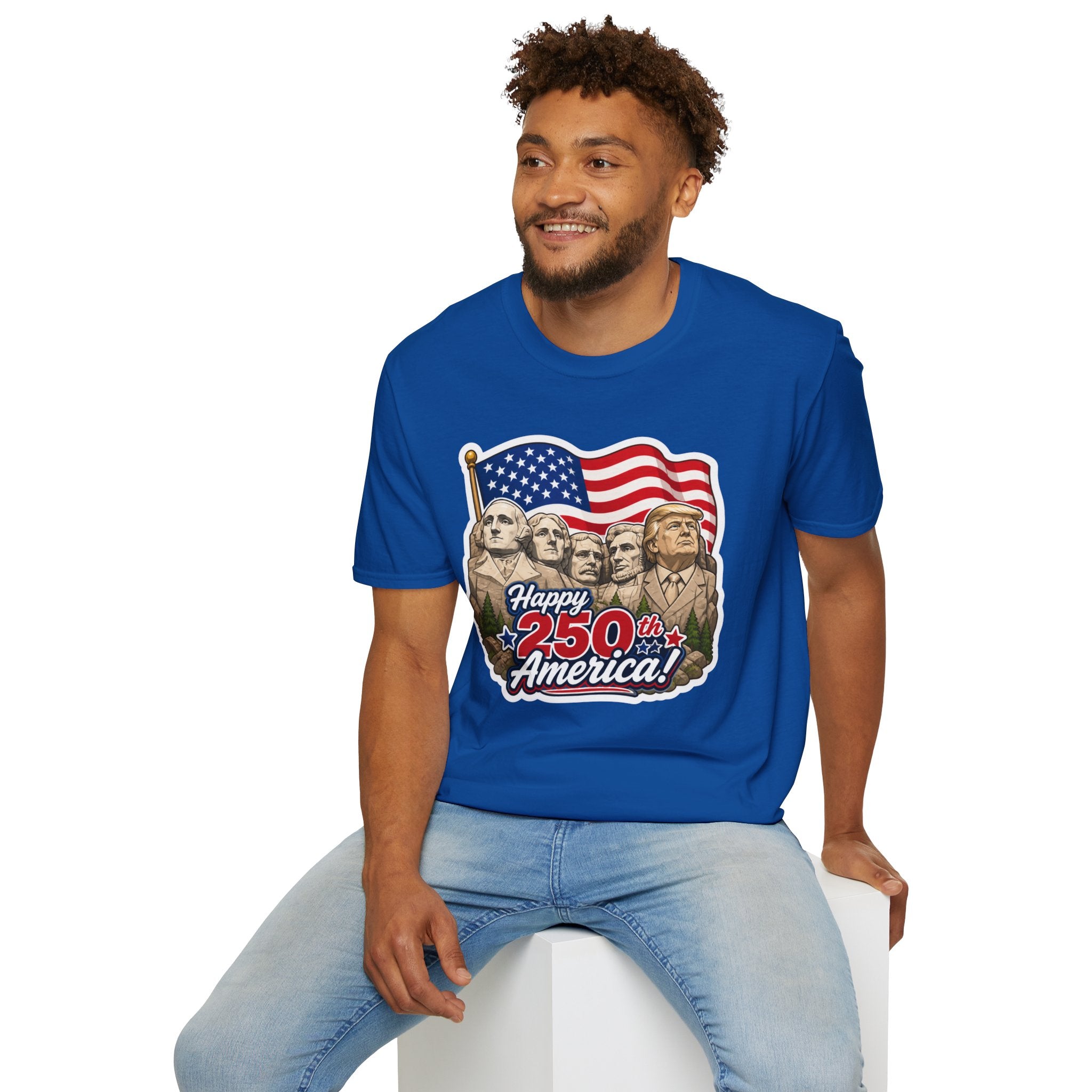 Trump on Mt. Rushmore "Happy 250th America" T-shirt