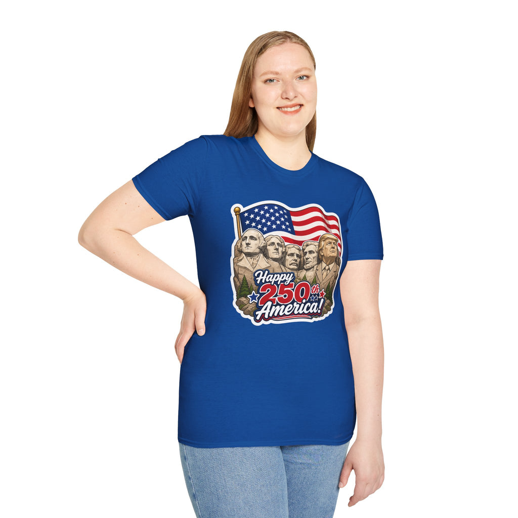Trump on Mt. Rushmore "Happy 250th America" T-shirt