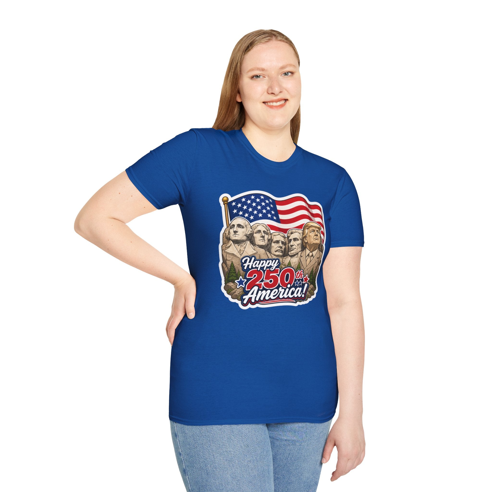 Trump on Mt. Rushmore "Happy 250th America" T-shirt