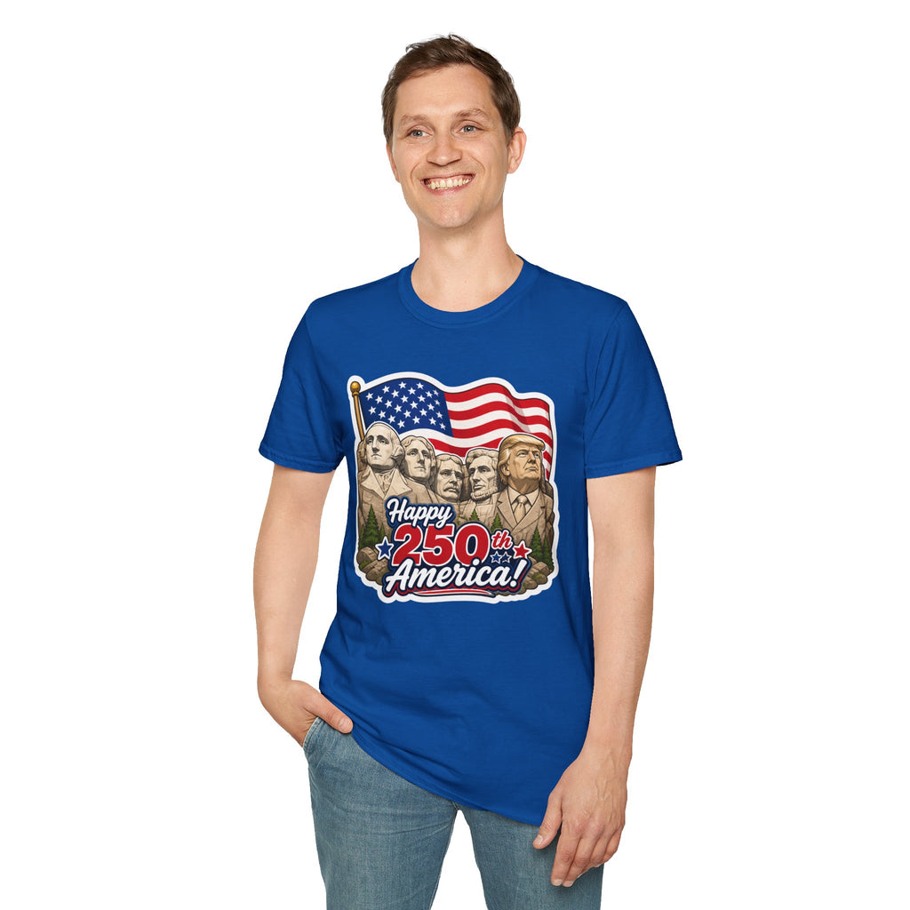 Trump on Mt. Rushmore "Happy 250th America" T-shirt
