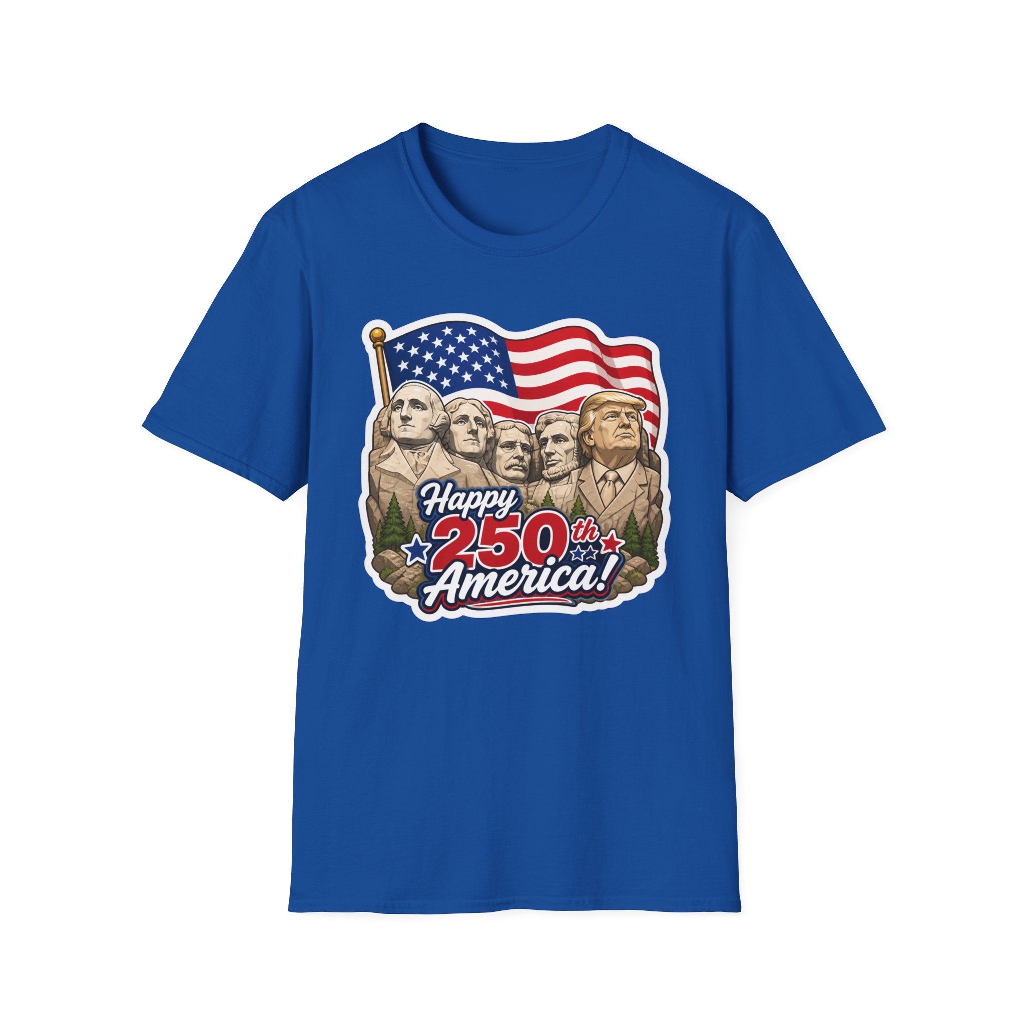 Trump on Mt. Rushmore "Happy 250th America" T-shirt