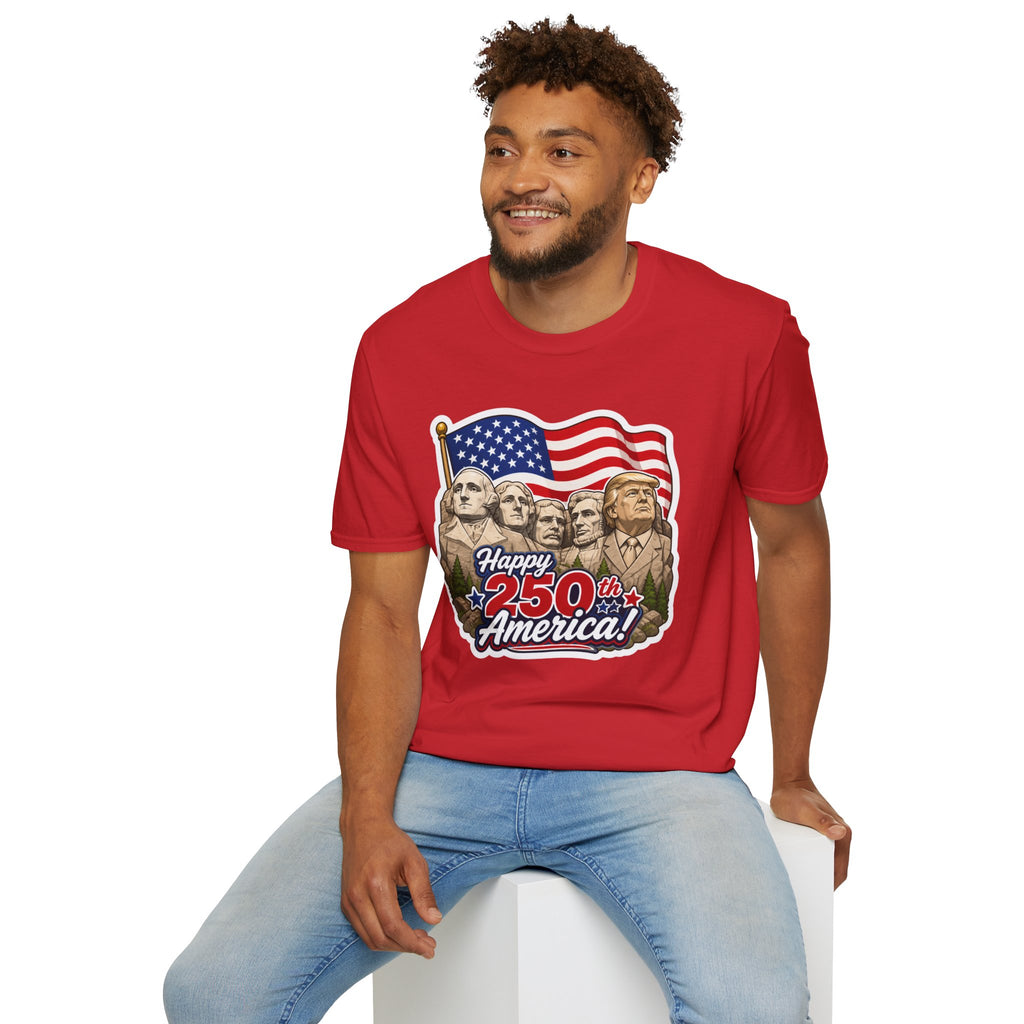 Trump on Mt. Rushmore "Happy 250th America" T-shirt