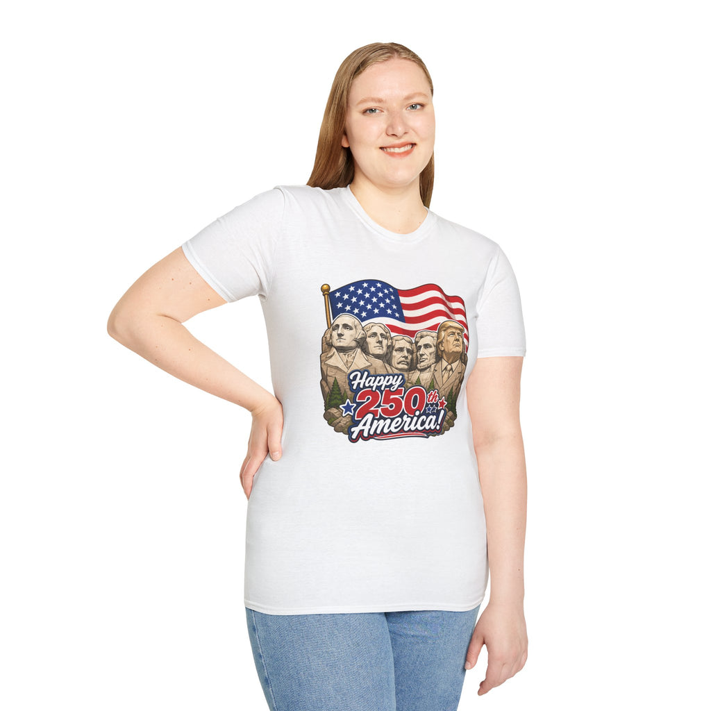 Trump on Mt. Rushmore "Happy 250th America" T-shirt