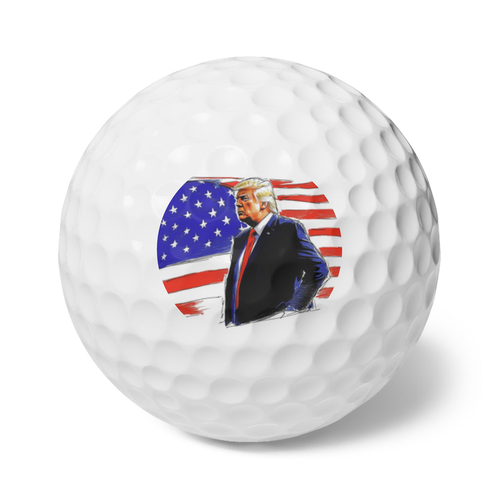 Trump Sketch American Flag - Golf Balls (6pcs)