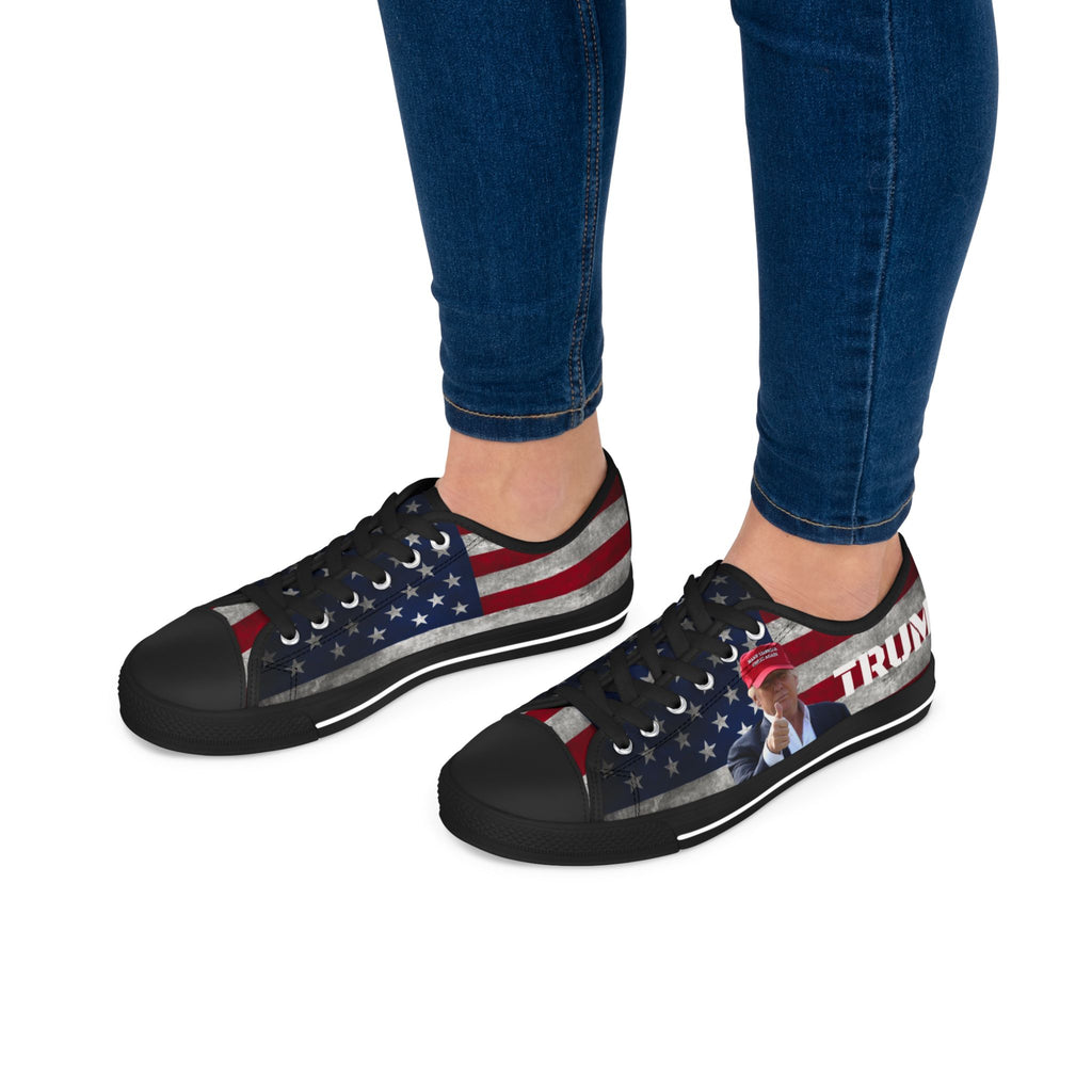 Trump American Flag MAGA Women's Low Top Sneakers Shoes