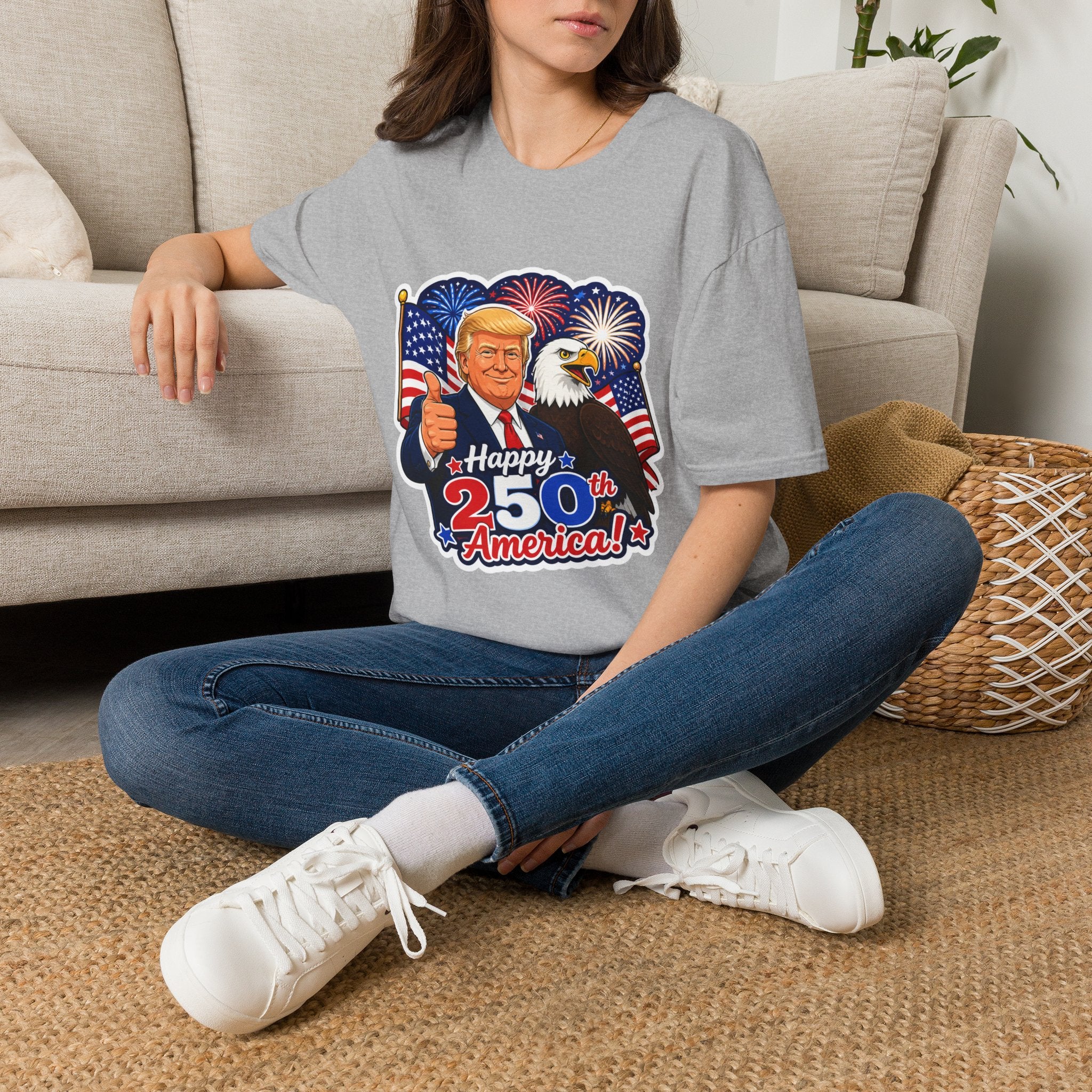 "Happy 250th America" with Trump, Eagle & Flag T-shirt