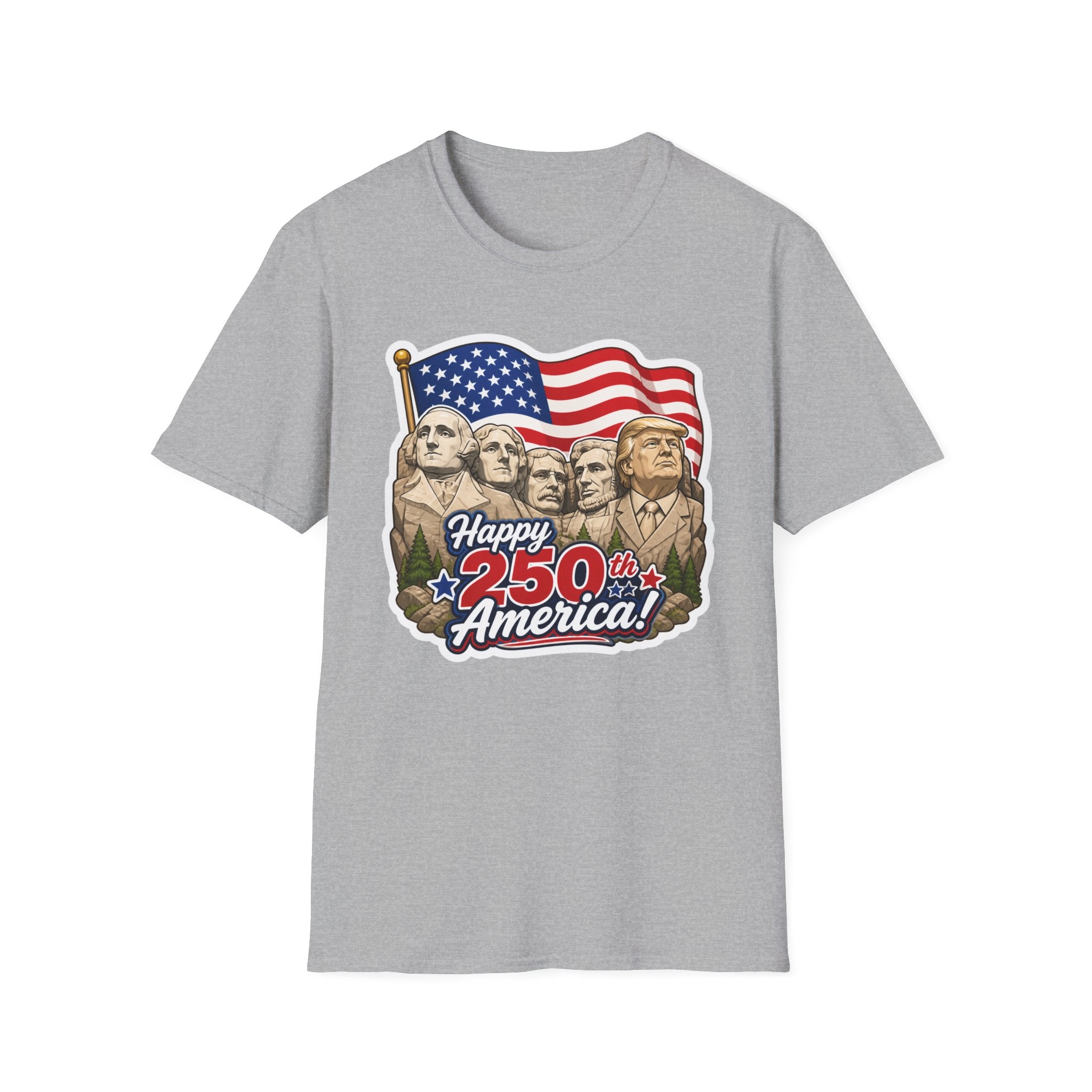 Trump on Mt. Rushmore "Happy 250th America" T-shirt
