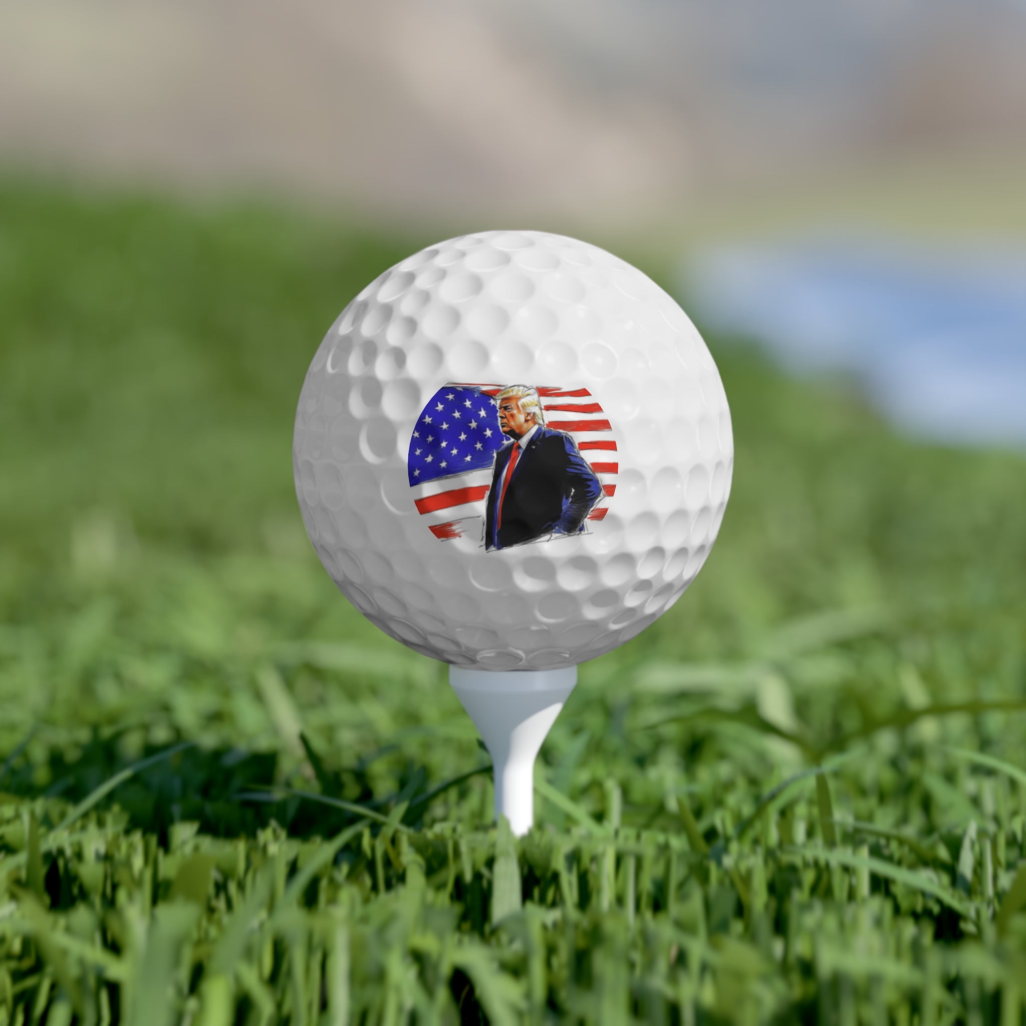 Trump Sketch American Flag - Golf Balls (6pcs)