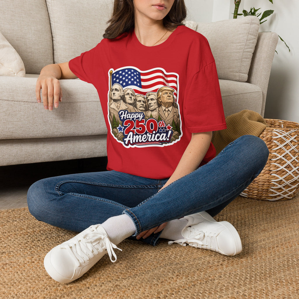 Trump on Mt. Rushmore "Happy 250th America" T-shirt