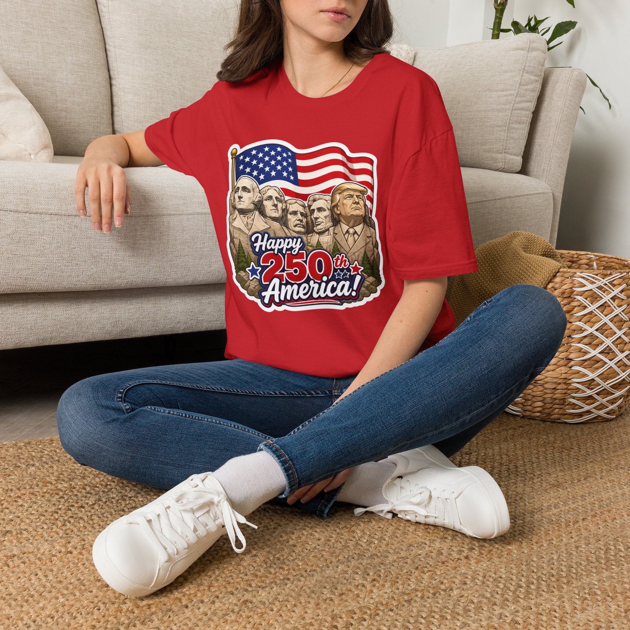 Trump on Mt. Rushmore "Happy 250th America" T-shirt