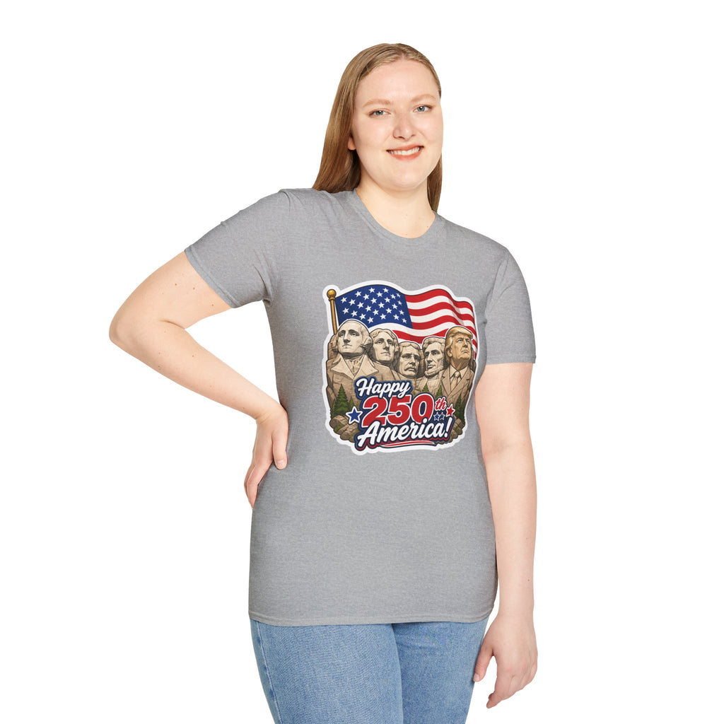 Trump on Mt. Rushmore "Happy 250th America" T-shirt