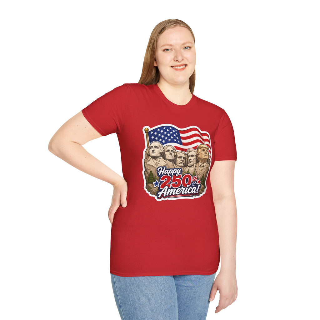 Trump on Mt. Rushmore "Happy 250th America" T-shirt