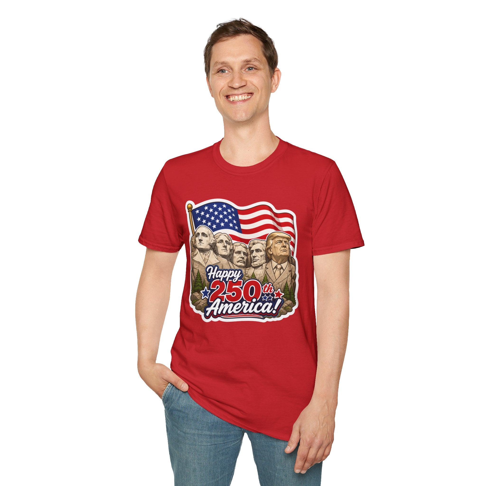 Trump on Mt. Rushmore "Happy 250th America" T-shirt