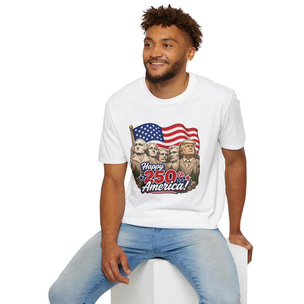 Trump on Mt. Rushmore "Happy 250th America" T-shirt