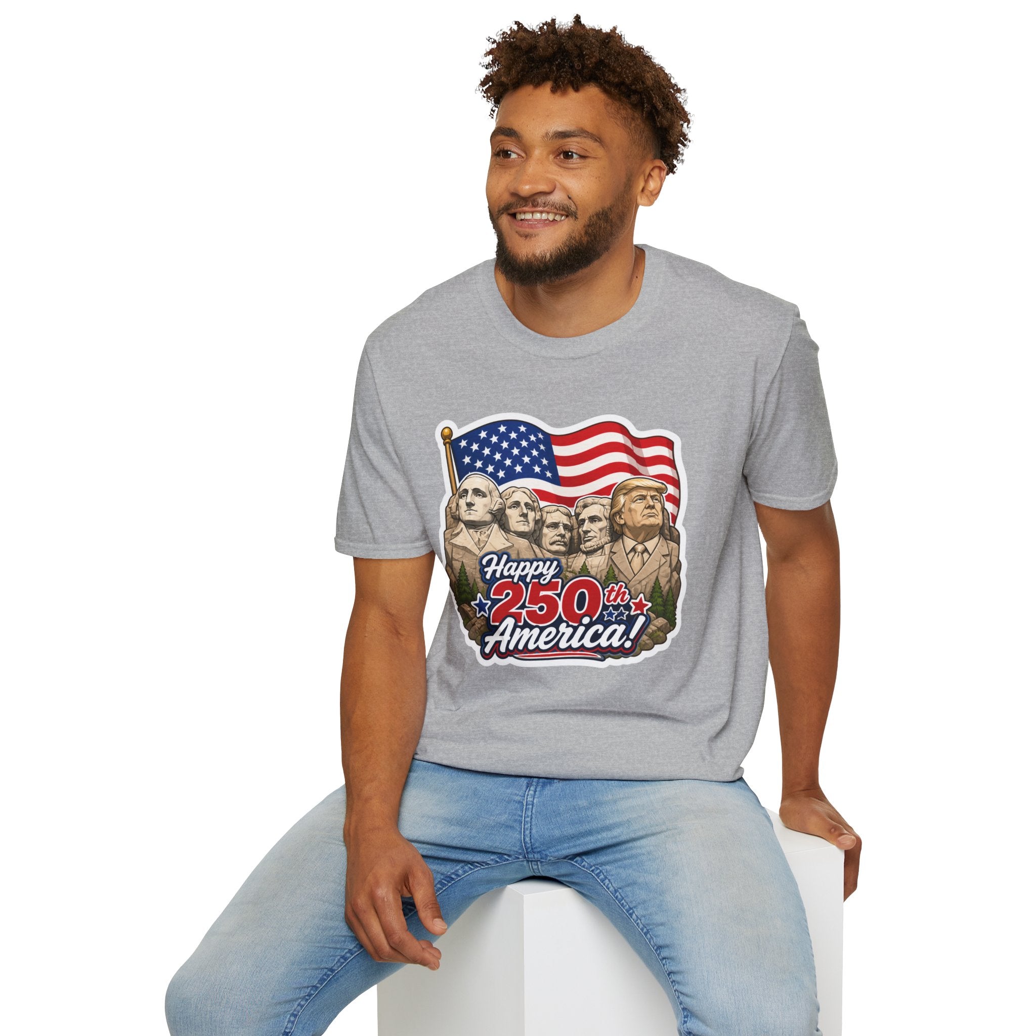 Trump on Mt. Rushmore "Happy 250th America" T-shirt