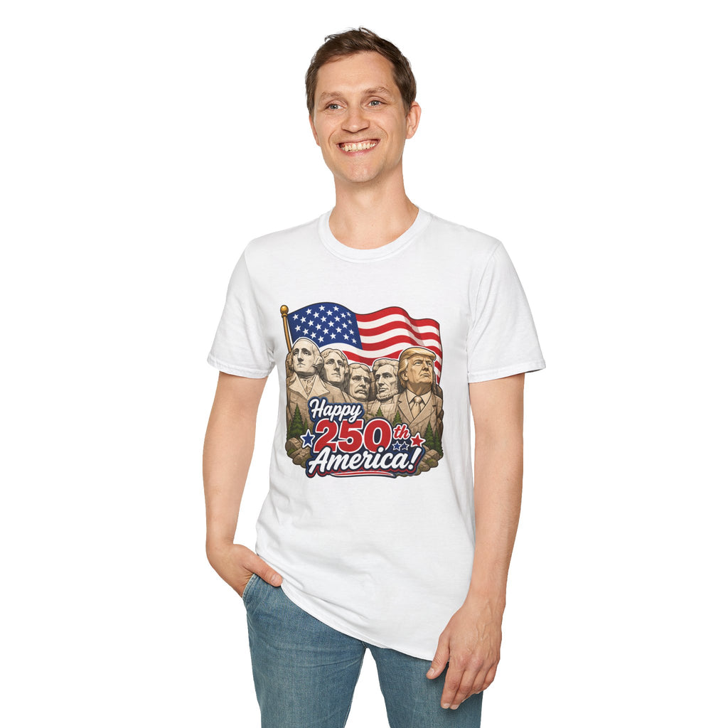 Trump on Mt. Rushmore "Happy 250th America" T-shirt