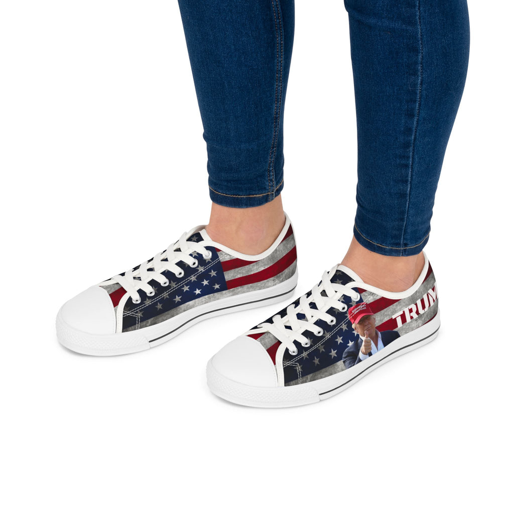 Trump American Flag MAGA Women's Low Top Sneakers Shoes