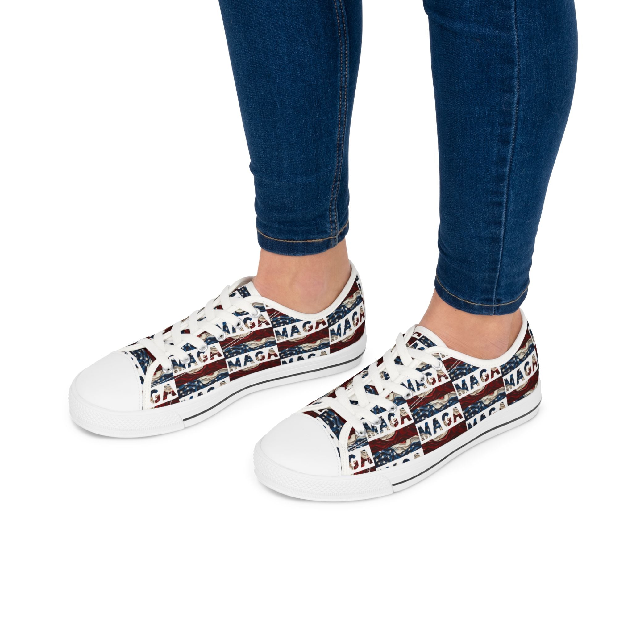 MAGA Red white and blue Women's Low Top Sneakers