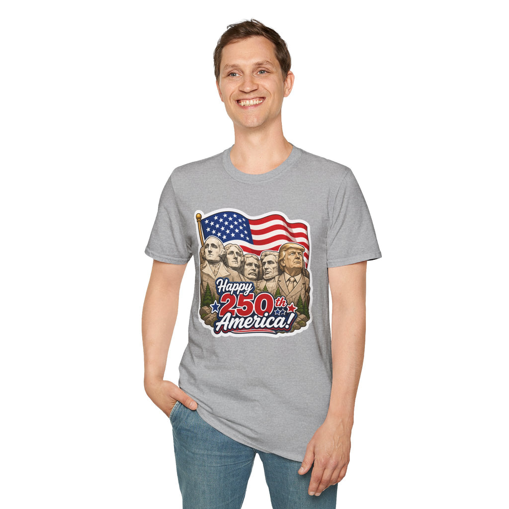 Trump on Mt. Rushmore "Happy 250th America" T-shirt
