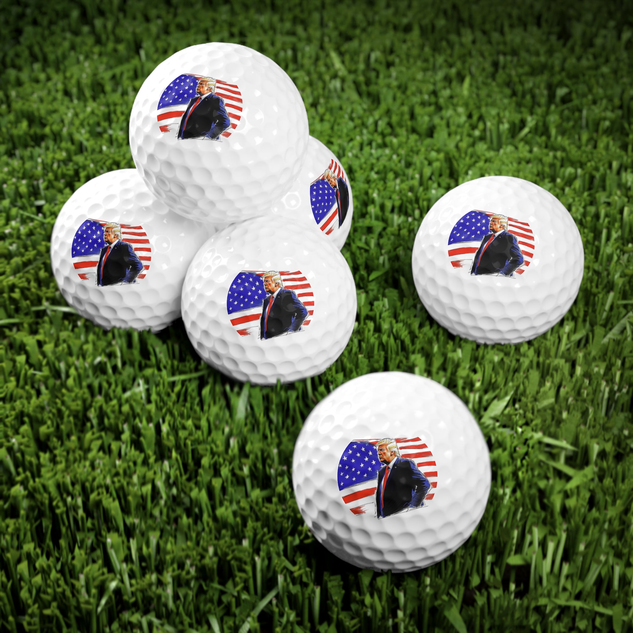 Trump Sketch American Flag - Golf Balls (6pcs)