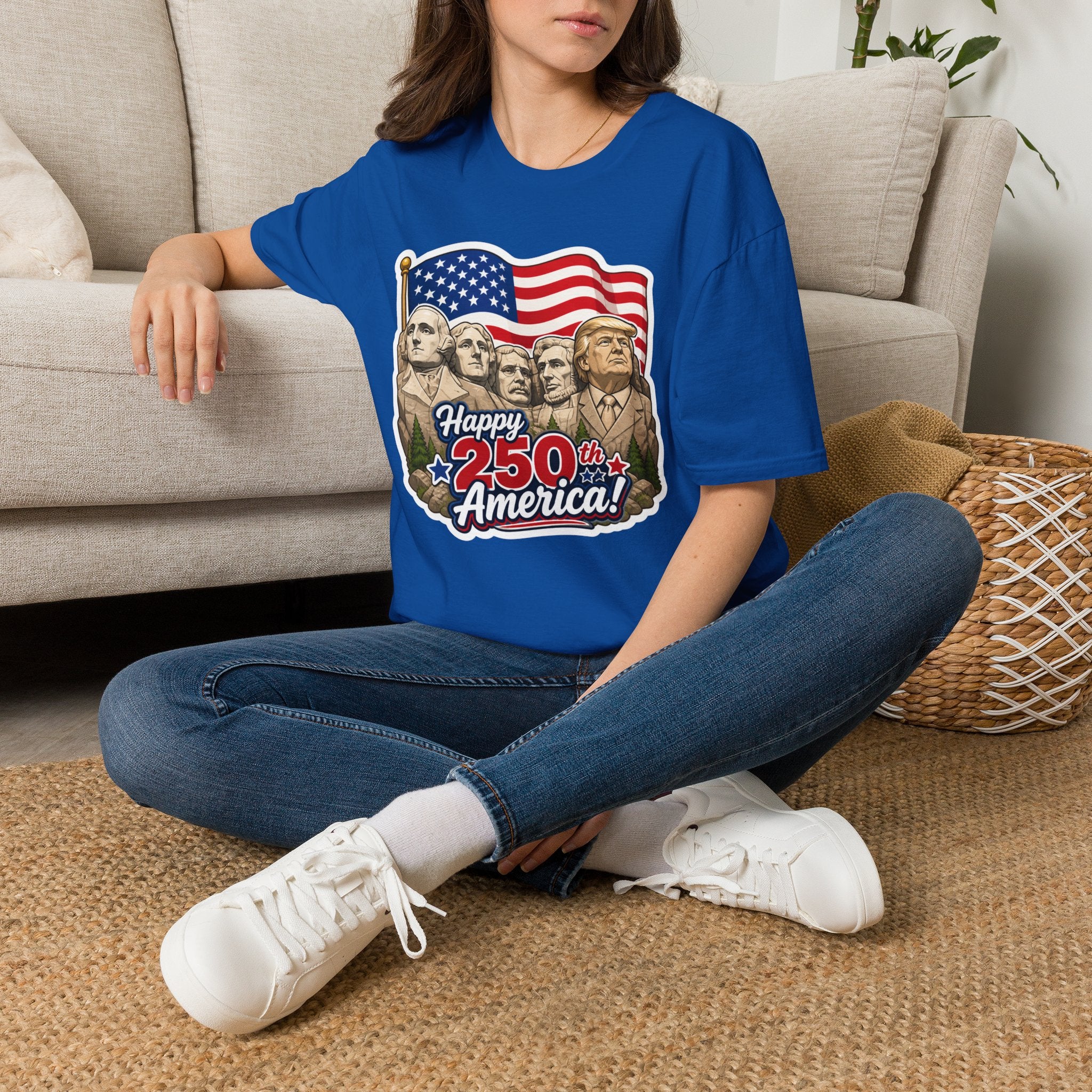 Trump on Mt. Rushmore "Happy 250th America" T-shirt