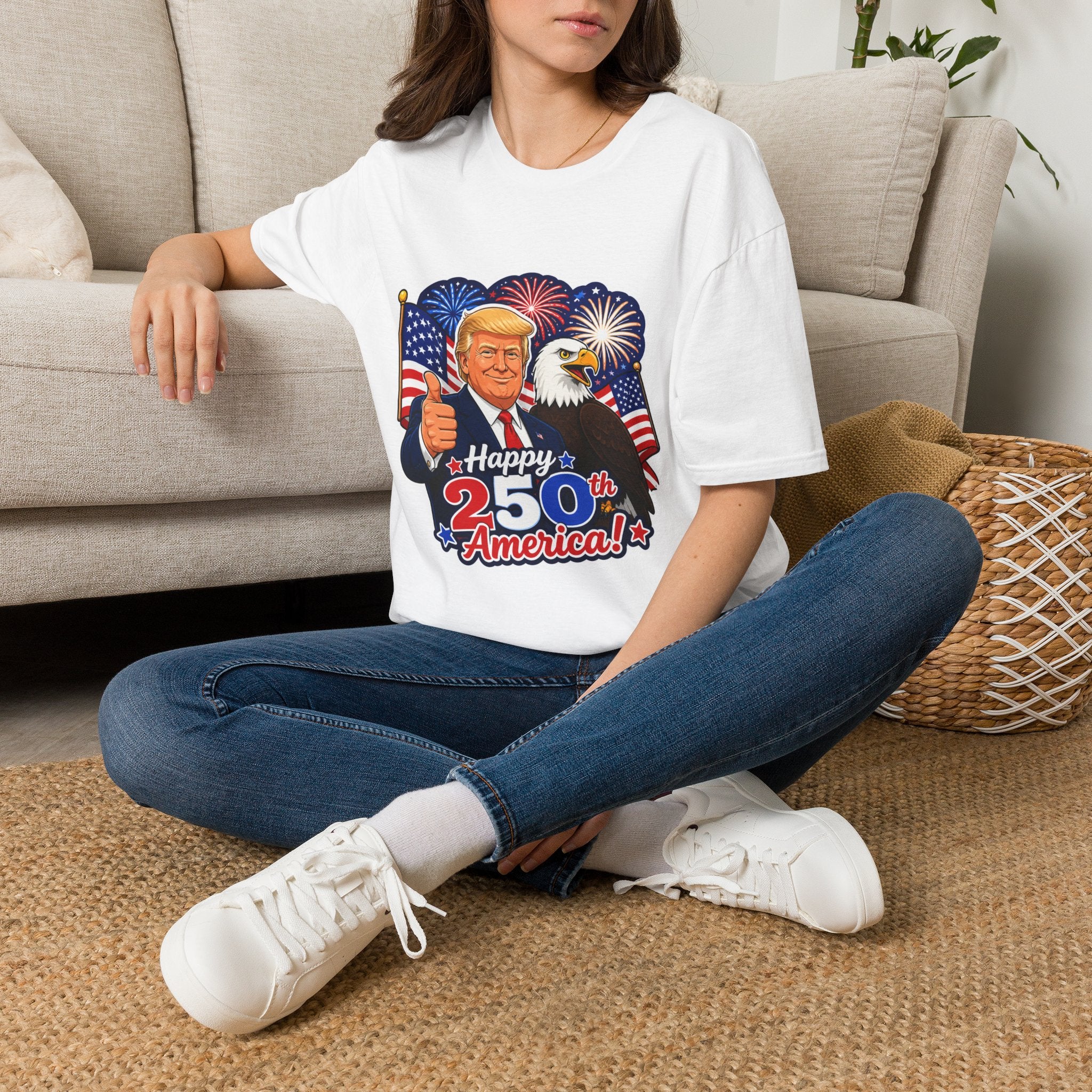 "Happy 250th America" with Trump, Eagle & Flag T-shirt